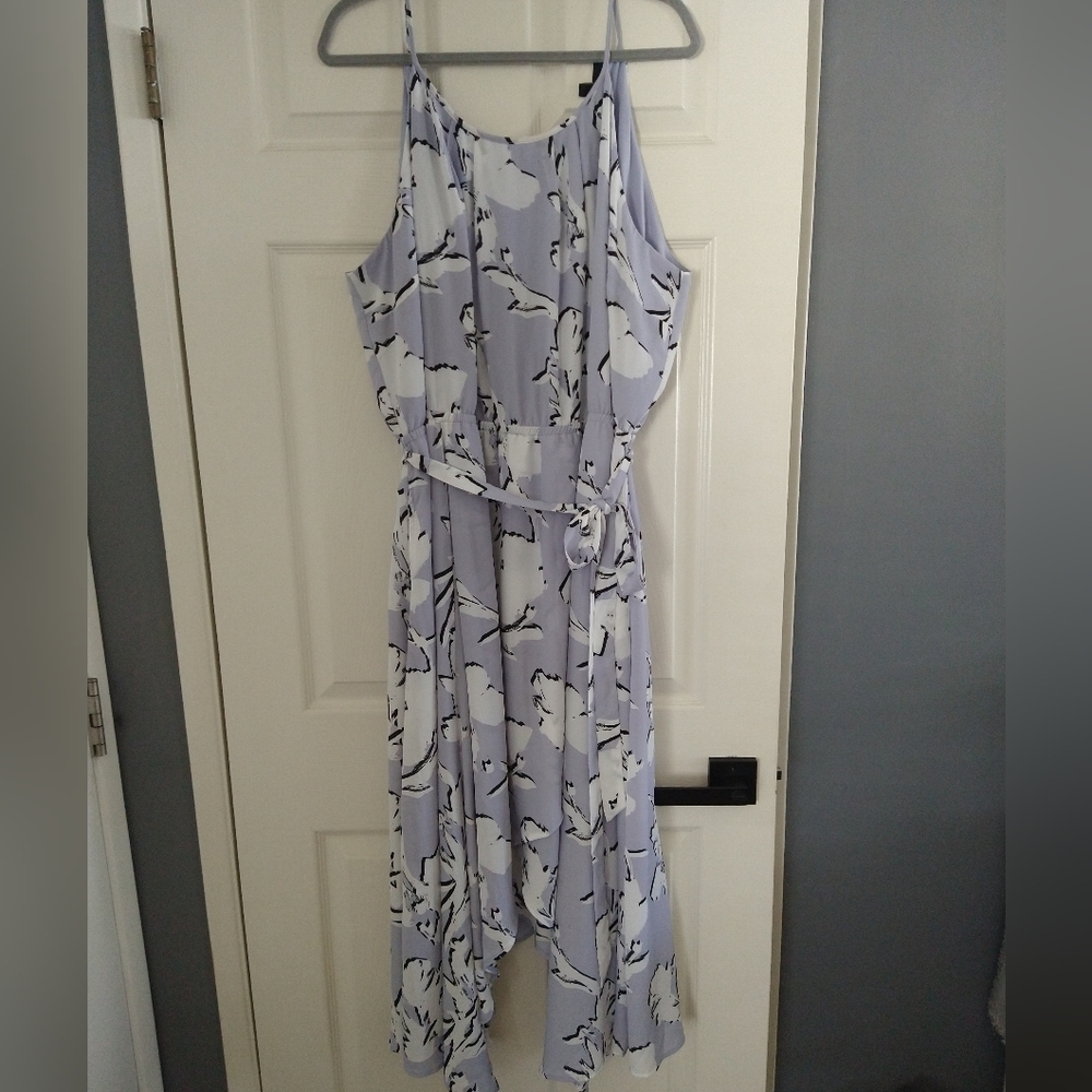 Lane Bryant sz 28 new purple flower tank dress with tie around waist